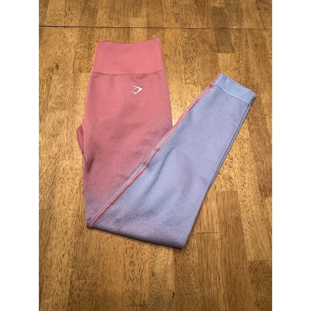 Gymshark Legging Womens Small Adapt Ombre Seamless Pink Blue Training EUC XXS